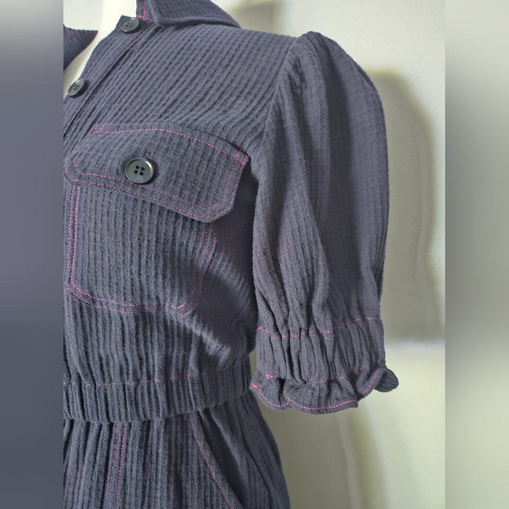 FRNCH Paris Midi Dress Womens XS Marine Blue NWT - Picture 4 of 10